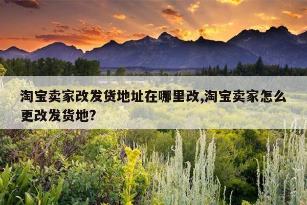 淘宝卖家改发货地址在哪里改,淘宝卖家怎么更改发货地?