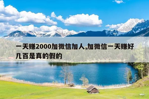 一天赚2000加微信加人,加微信一天赚好几百是真的假的