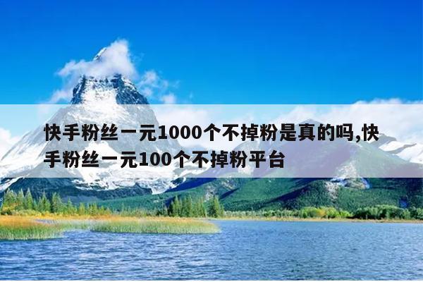 快手粉丝一元1000个不掉粉是真的吗,快手粉丝一元100个不掉粉平台