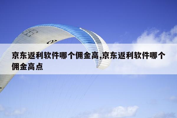 京东返利软件哪个佣金高,京东返利软件哪个佣金高点