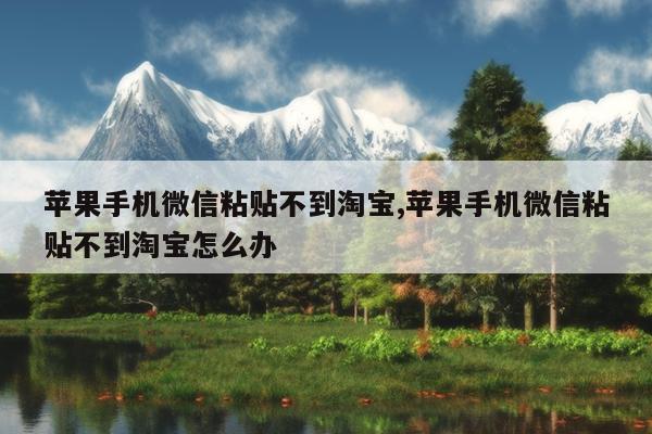 苹果手机微信粘贴不到淘宝,苹果手机微信粘贴不到淘宝怎么办