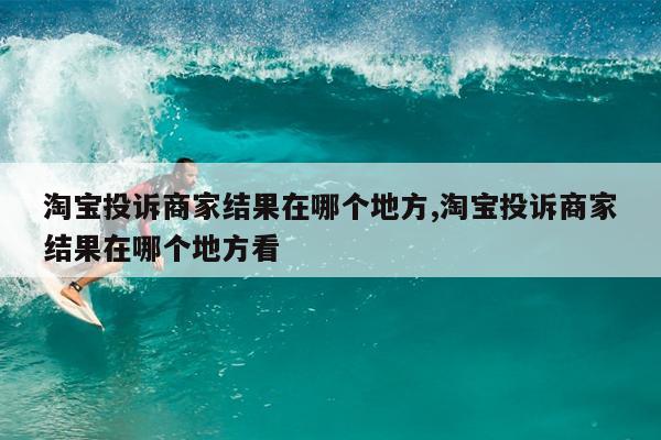 淘宝投诉商家结果在哪个地方,淘宝投诉商家结果在哪个地方看