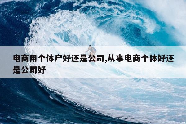 电商用个体户好还是公司,从事电商个体好还是公司好