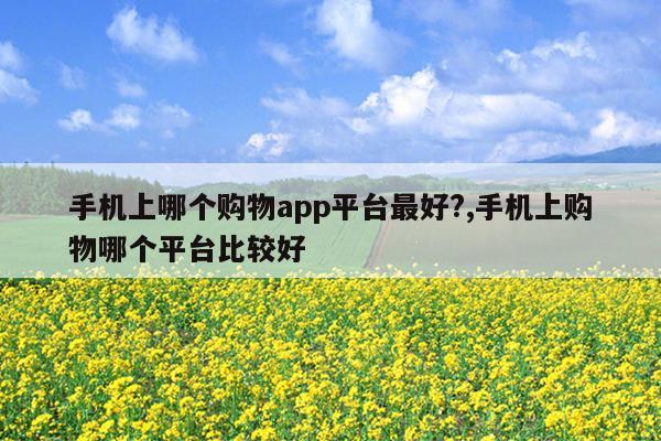 手机上哪个购物app平台最好?,手机上购物哪个平台比较好